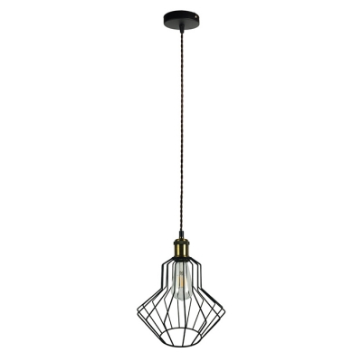 

Industrial Wrought Iron Hanging Pendant Light with Black Metal Cage Frame for Indoor/Outdoor Lighting, HL449205