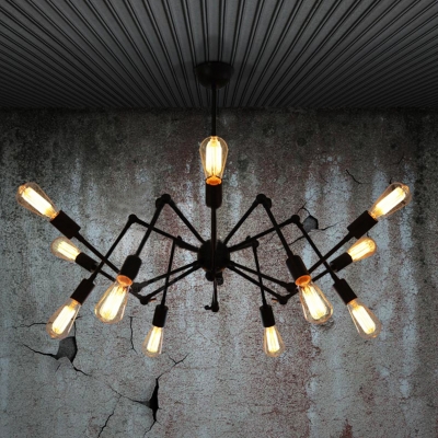 Atomic Style 12 Light LED Chandelier in Black