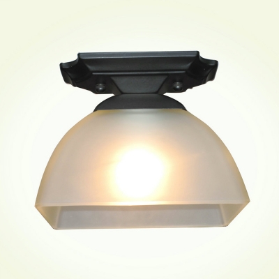 Industrial Ceiling Light Fixture Modern Style with White Glass Shade in Black Finish