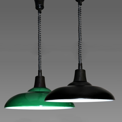 

Industrial Extendable Pendant Light with Coolie Shade in Black/Green, HL445498