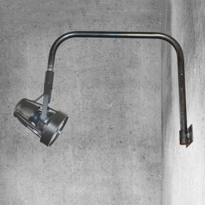 Industrial Indoor Wall Lamp with Bent Arm, Black