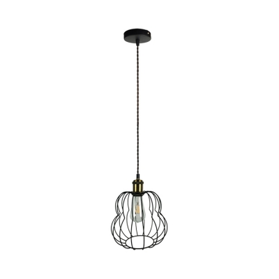 

Industrial Hanging Pendant Light E27 Lighting with Vintage Metal Cage in Black, HL449206