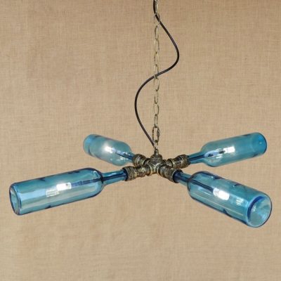 Industrial Retro Multi Light Pendant Light LED Colorful Glass Bottle Lampshade in Blue, Amber, Smoke