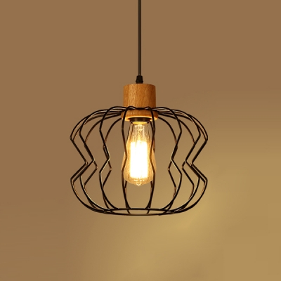 

Industrial Pendant Light with Lantern Shape Shade, Black, HL449330