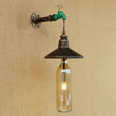 Industrial Wall Sconce with Creative Colorful Glass Shade, LOFT Metal Shade and Tap Decorative
