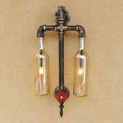 Industrial LOFT Wall Sconce G4 LED Lighting Retro Pipe Fixture with Colorful Glass Shade