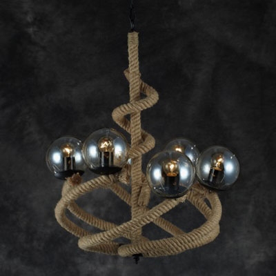 

Industrial Vintage Chandelier Vortex Rope Fixture Arm with Glass Shade, HL448682