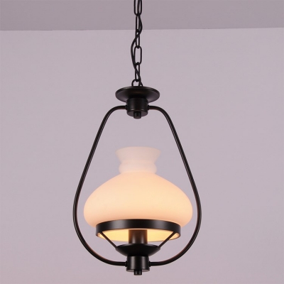 

Industrial Hanging Pendant Light Modern Style with White Glass Shade, HL449366