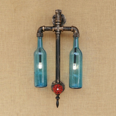 Industrial LOFT Wall Sconce G4 LED Lighting Retro Pipe Fixture with Clear Glass Shade