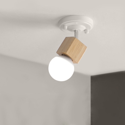 Industrial Mini Semi Flush Mount Ceiling Light, White