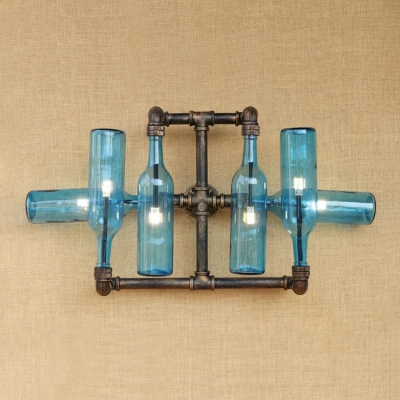 Industrial Wall Sconce 6 Light with Glass 12