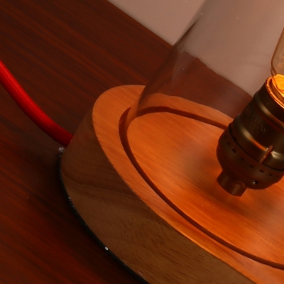 Industrial Desk Lamp with 6.1''W Wooden Base