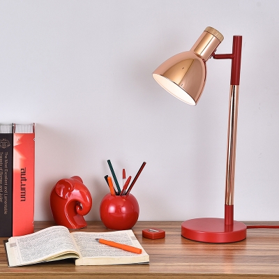 Industrial Desk Lamp with Metal Shade, Black/White/Red