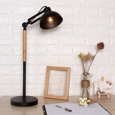 Industrial Adjustable Desk Lamp with Bowl Shade, Black/White
