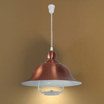 Industrial Adjustable Pendant Light with Copper Bell Shade