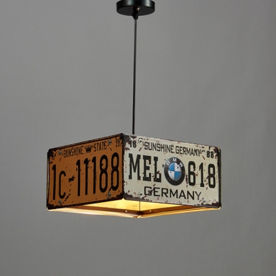 Industrial Multi-Light Pendant Light with Rust Square Shade, 3 Lights