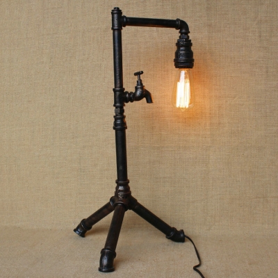 Industrial Floor Lamp With Tap, Steel Pipe Floor Lamp