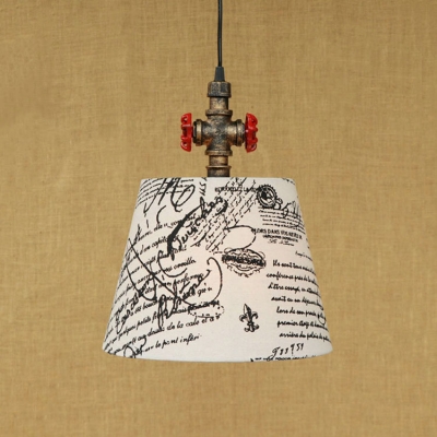 

Industrial Retro Single Pendant Light with Fabulous Fabric Shade, LOFT Pipe Fixture, HL448860, Black;white