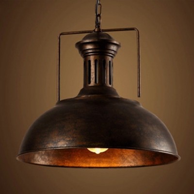 Industrial Pendant Light in Barn Style with 13''W Dome Shade, Rust