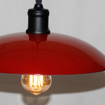 Industrial Pendant Light with 12.6''W Dome Metal Shade, Blue/Red