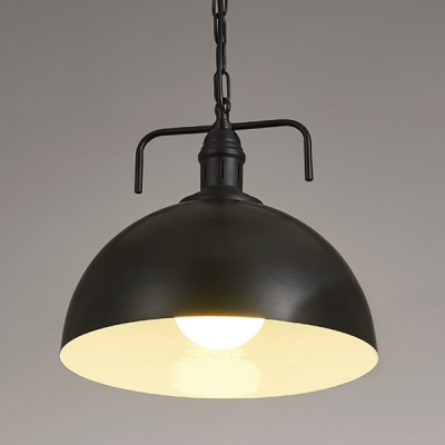 

Industrial Pendant Light with 15.75''W Dome Metal Shade in Black/White