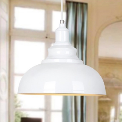 Industrial Pendant Light with 15.75''W Metal Shade in White