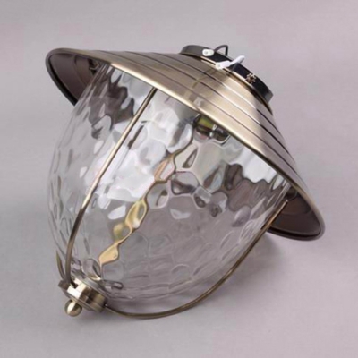 Industrial Semi Flush Ceiling Light Fan Leafy Blade with Clear Glass Lantern Shade