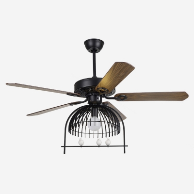 Industrial Fan Semi Flush Ceiling Light Birdcage Shade
