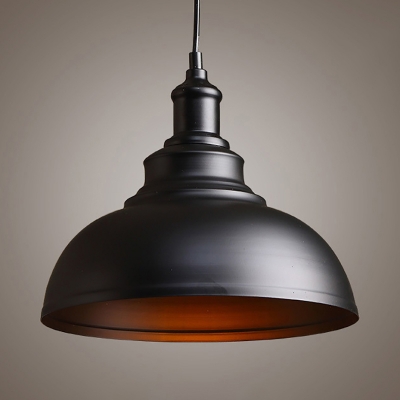 Industrial Pendant Light with 14.17''W Metal Shade in Black
