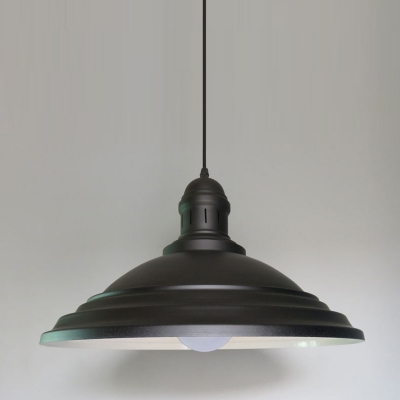 Industrial Large Pendant Light with 16.54''W Metal Shade, Black
