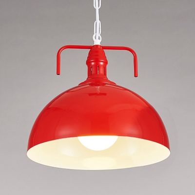 Industrial Pendant Light with 15.75''W Dome Metal Shade in Yellow/Red/Rust Finish