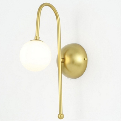 Industrial Wall Light with Globe Glass Shade in Gold Finish