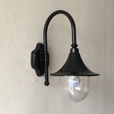 Industrial Wall Sconce with Clear Glass Shade in Black Finish