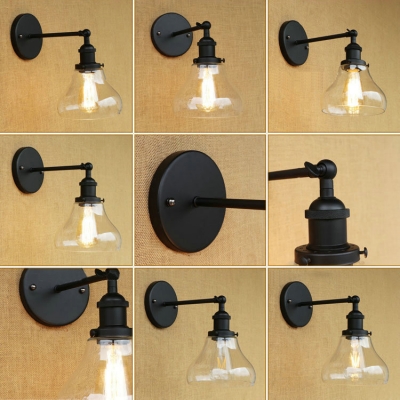 Industrial Simple Wall Sconce with 7.09''W Clear Glass Shade