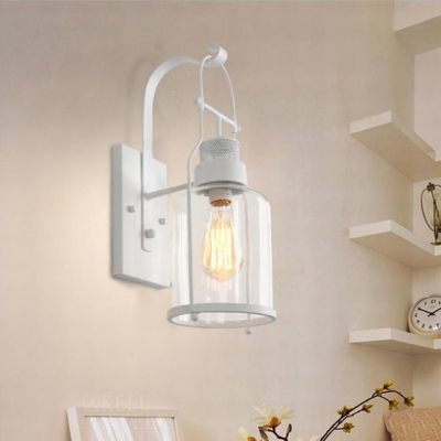 Industrial Wall Light in Nautical Style with Bottle Shade in White Finish