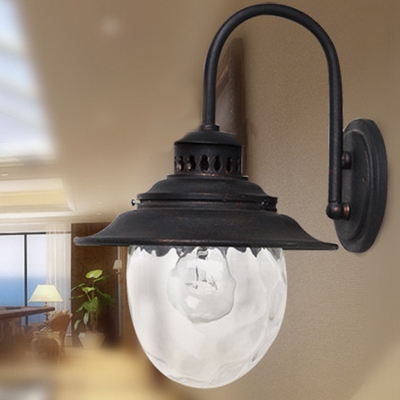 Industrial Wall Sconce in Vintage Style with Clear Glass Shade