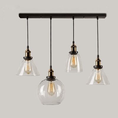 

Unique Designed Four Light Glass LED Multi Light Pendant with Various Shaped Shade, HL422660