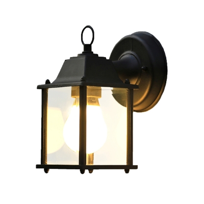 Industrial Wall Sconce Light with Square Glass Shade in Black Finish