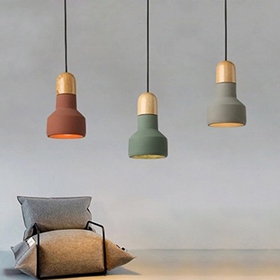 Industrial Pendant Light with 5''W Cement Shade in Nordic Style