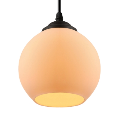 Industrial Pendant Light with Globe Glass Shade, White