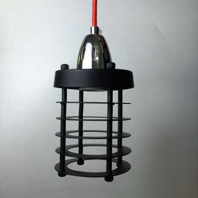 

Industrial Mini Pendant Light with 3.94''W Cylinder Metal Cage, Black, HL454151