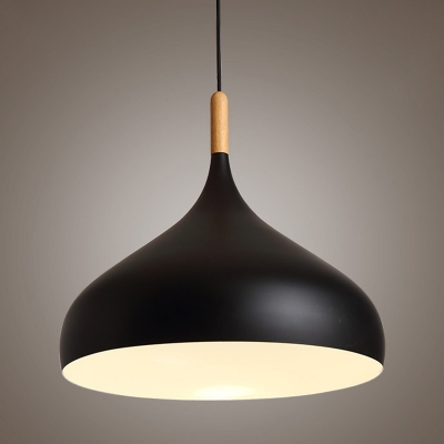 Industrial Pendant Light with 12.6''W Dome Shade, Black/White