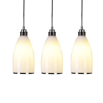 Industrial Pendant Light with Dome Glass Shade, White