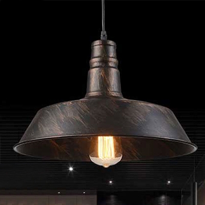 Industrial Barn Pendant Light with 14.17''W Metal Shade, Rust