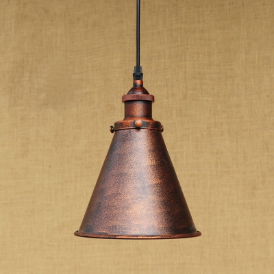 Industrial Pendant Light with 7.28''W Cone Shade, Rust/Black