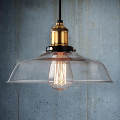 Industrial Simple Pendant Light with 9.84''W Warehouse Shade, Clear
