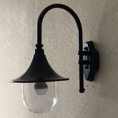 Industrial Wall Sconce with Clear Glass Shade in Black Finish