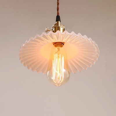 Industrial Pendant Light with 8.66''W Scalloped Shade, White