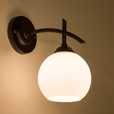 Industrial Wall Sconce with Globe Glass Shade in White Finish