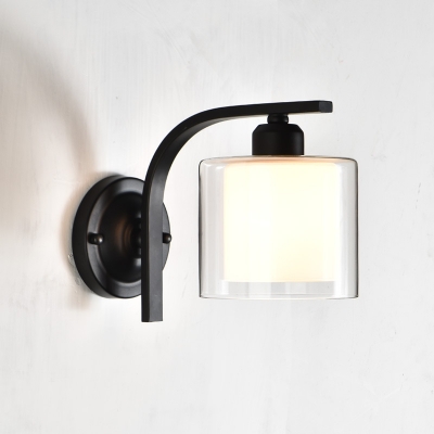 Industrial Wall Sconce with Cylinder Glass Shade in Modern Style